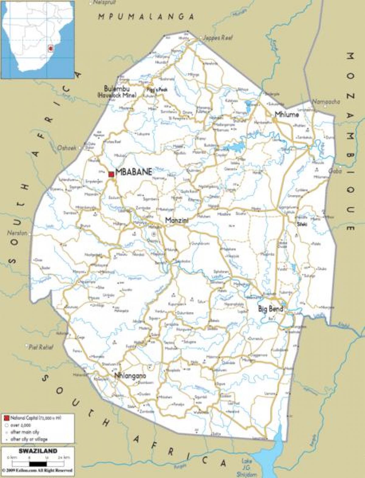 Mapa de mbabane Suacilandia